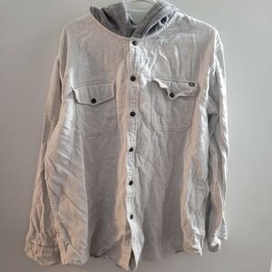 Quiksilver Button Up Flannel Hoodie Men's Size 2XL Gray Hooded No Drawstring